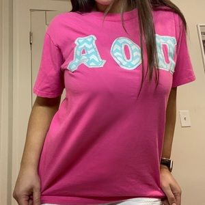 alpha omicron pi block letter t-shirt
